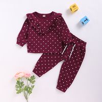 Kid Sports Leisure Polka Dot Sweaters And Trousers Suits sku image 1