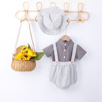 Short-sleeved Shirt Suspender Bag Fart Pants Sun Hat Three-piece sku image 5