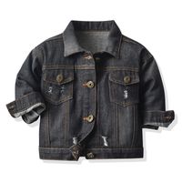 Korean Children's Denim Jacket Trendy Zipper Long-sleeved Hooded Denim Fake sku image 3