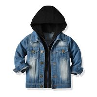 Veste En Jean Pour Enfants Coréens À La Mode Fermeture À Glissière À Manches Longues Faux Denim À Capuche sku image 18