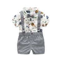 Summer Printing Boys Short-sleeved Hip Romper Overalls Suit sku image 1