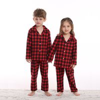 Autumn Cotton Pajamas New Red And Black Plaid Christmas Home Clothes Two-piece sku image 1