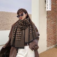 Korean Version Of The Houndstooth Scarf Double-sided New Mid-length Imitation Cashmere Shawl sku image 2