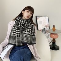 Korean Version Of The Houndstooth Scarf Double-sided New Mid-length Imitation Cashmere Shawl sku image 3
