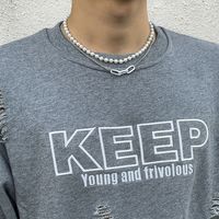 Fashion Trendy O-shaped Lock Pendant Clavicle Chain Design Double-layer Necklace Pearl Chain Men's Necklace main image 3