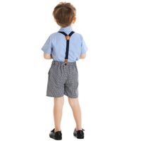 New Summer Children's Clothing Boys British Style Short-sleeved Shirts Plaid Overalls main image 5