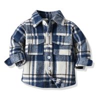 New Baby Lapel Plaid Warm Jacket Korean Version Long-sleeved Brushed Short Jacket main image 2