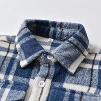New Baby Lapel Plaid Warm Jacket Korean Version Long-sleeved Brushed Short Jacket main image 3