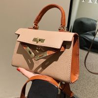 New All-match Color Contrast Messenger Bag Texture Retro Trendy Handbag Small Square Bag main image 3