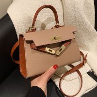 New All-match Color Contrast Messenger Bag Texture Retro Trendy Handbag Small Square Bag main image 1