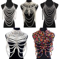 Fashion Hand-woven Pearl Necklaces Multi-layer Bead Strings Tassel Exaggerated Clothing Chain main image 1