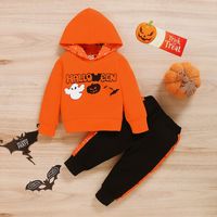 Baby Clothings Cartoon Halloween Pumpkin Goblin Print Long-sleeve Sweater Pants Two-piece Set main image 4