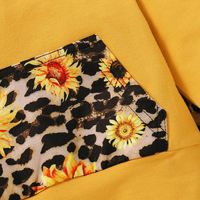 Yellow Print Hooded Cotton Sunflower Leopard Print Hooded Long-sleeved Pocket Sweatshirt Three-piece Set main image 6