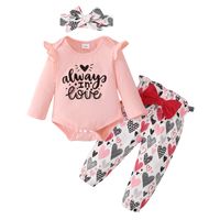 Winter Autumn Cotton Non-hooded Pullover Pink Sweater Printing Pants Suit Baby Clothings main image 3