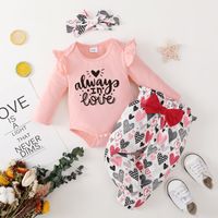 Winter Autumn Cotton Non-hooded Pullover Pink Sweater Printing Pants Suit Baby Clothings main image 4