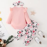Winter Autumn Cotton Non-hooded Pullover Pink Sweater Printing Pants Suit Baby Clothings main image 5