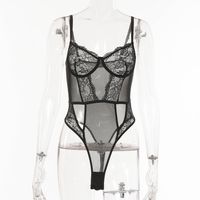Fashion Women's Erotic Underwear With Steel Ring Lace Bodysuit sku image 1