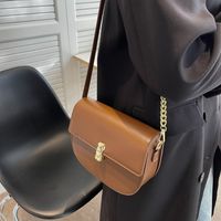 Simple Semi-circle Saddle Bag Fashion New Niche Design Solid Color Chain Shoulder Messenger Bag sku image 2