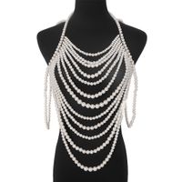 Fashion Hand-woven Pearl Necklaces Multi-layer Bead Strings Tassel Exaggerated Clothing Chain sku image 2