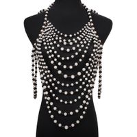 Fashion Hand-woven Pearl Necklaces Multi-layer Bead Strings Tassel Exaggerated Clothing Chain sku image 3