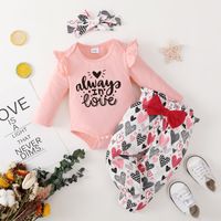 Winter Autumn Cotton Non-hooded Pullover Pink Sweater Printing Pants Suit Baby Clothings sku image 1