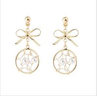 Fashion Geometric Solid Color Hollow Bow Pearl Earrings main image 5