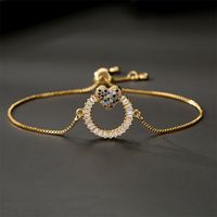 Fashion Gold Pull Adjustable Box Chain Copper Micro-inlaid Zircon Ornaments Bracelet main image 5