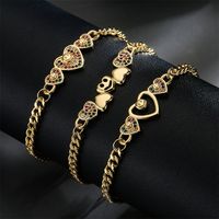 Fashion Copper Plated Heart Funny Smiley Face Charm Bracelet main image 2