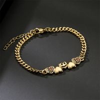 Fashion Copper Plated Heart Funny Smiley Face Charm Bracelet main image 3