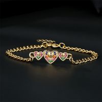 Fashion Copper Plated Heart Funny Smiley Face Charm Bracelet main image 4