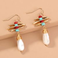 New Natural Stone Baroque Pearl Lighthouse Retro Earrings Wholesale main image 1