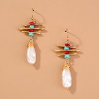 New Natural Stone Baroque Pearl Lighthouse Retro Earrings Wholesale main image 3