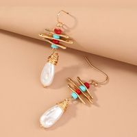 New Natural Stone Baroque Pearl Lighthouse Retro Earrings Wholesale main image 4