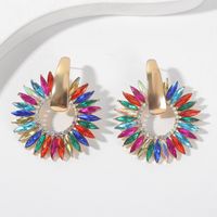 Retro Geometric Round Rhinestone Earrings Creative Crystal Earrings Jewelry main image 3