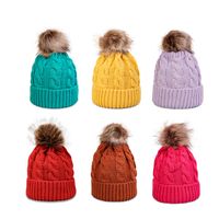 Autumn And Winter New Twist Knit Hat Wool Ball Fashion Trend Warmth Pure Color Woolen Hat main image 6