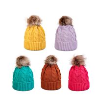 Autumn And Winter New Twist Knit Hat Wool Ball Fashion Trend Warmth Pure Color Woolen Hat main image 5