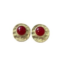 Chinese Red Resin Gem Medieval Palace Earrings main image 6