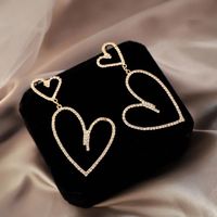 Simple Geometric Exaggerated Double Heart Metal Earrings sku image 1