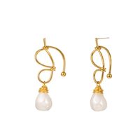 European And American Fashion Special-shaped Hand-wound Baroque Pearl Earrings main image 6
