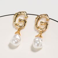 European And American Simple Baroque Pearl Letter Earrings Wholesale main image 1