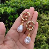 European And American Simple Baroque Pearl Letter Earrings Wholesale main image 5