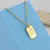 New Glossy Letter Copper Gold-plated Square Tag Necklace main image 1