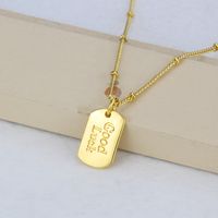 New Glossy Letter Copper Gold-plated Square Tag Necklace main image 3