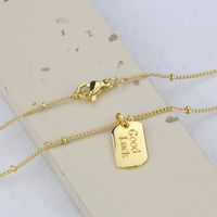 New Glossy Letter Copper Gold-plated Square Tag Necklace main image 4