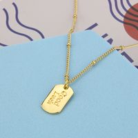New Glossy Letter Copper Gold-plated Square Tag Necklace main image 5