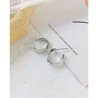 New Semi-circular C-shaped Simple Double-layer Crossed Copper Earrings main image 3