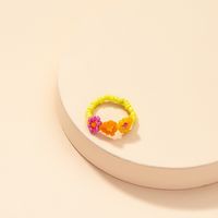 Fashion Contrast Color Rice Bead Adjustable Braided Ring main image 3