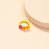 Fashion Contrast Color Rice Bead Adjustable Braided Ring main image 4