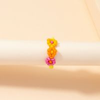 Fashion Contrast Color Rice Bead Adjustable Braided Ring main image 5