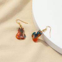 Korean Cartoon Creative Earrings Cute Cat Color Asymmetric Earrings main image 3